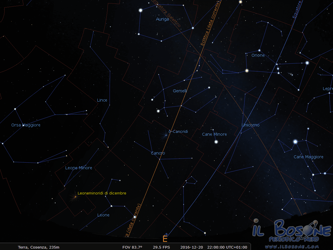 Dicembre: cielo a Est