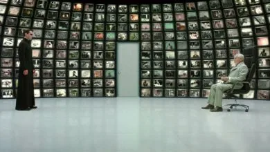 scena di matrix reloaded dove neo si confronta con l'architetto