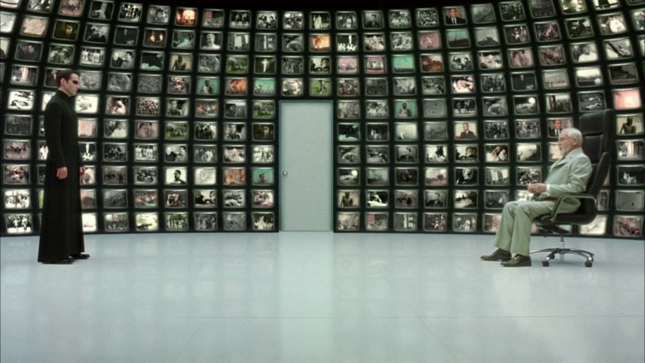 scena di matrix reloaded dove neo si confronta con l'architetto