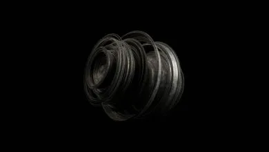 un materiale fatto a cerchi concentrici su uno sfondo completamente nero