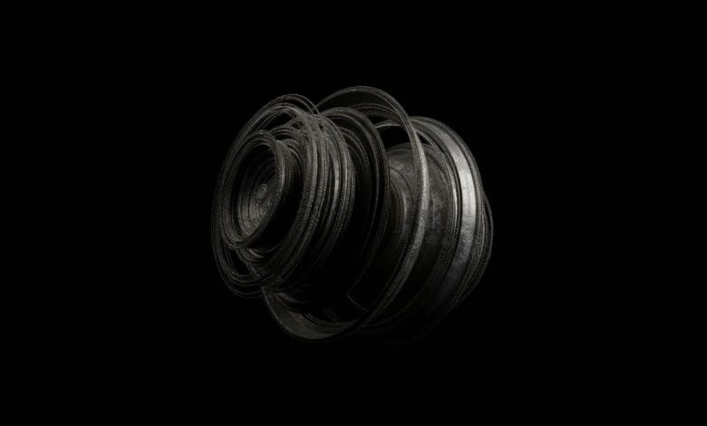 un materiale fatto a cerchi concentrici su uno sfondo completamente nero