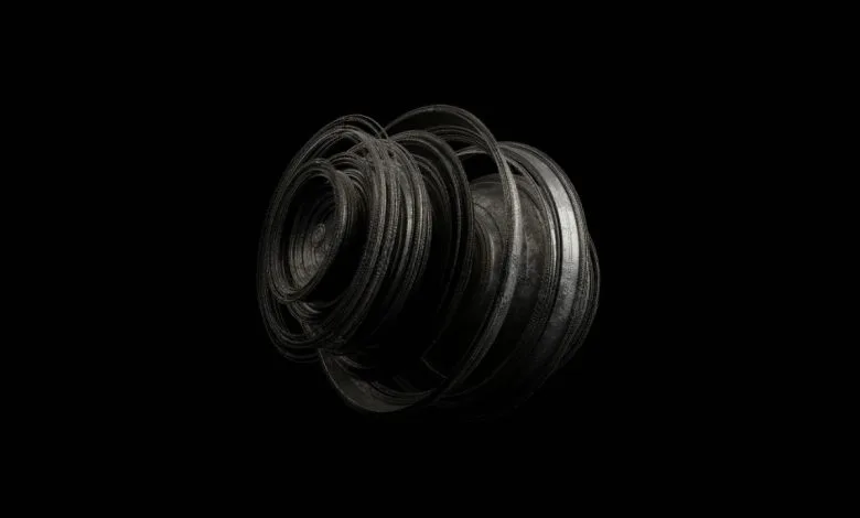 un materiale fatto a cerchi concentrici su uno sfondo completamente nero