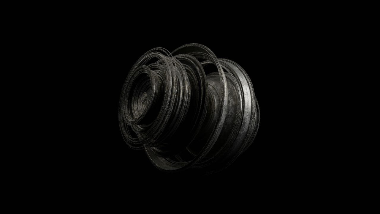 un materiale fatto a cerchi concentrici su uno sfondo completamente nero