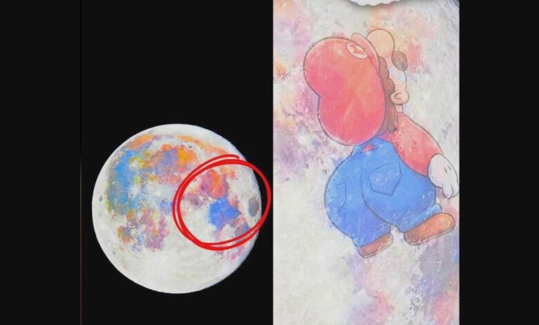 super mario che balla sulla luna