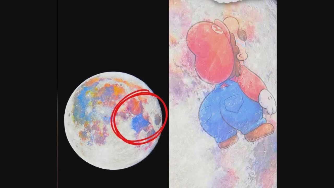 super mario che balla sulla luna