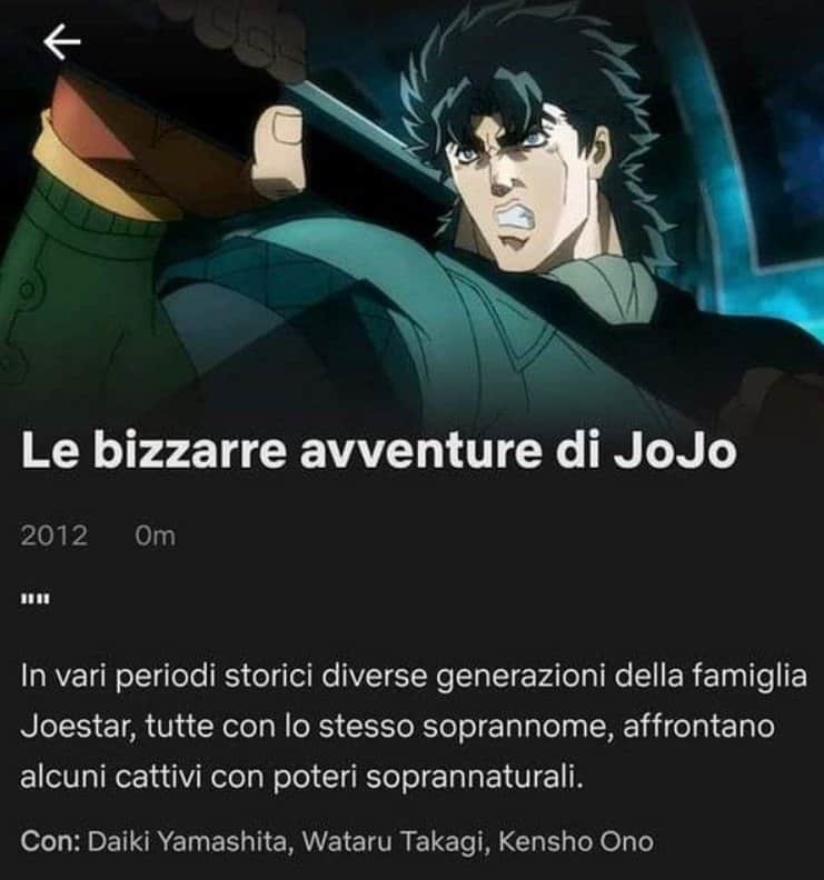 le bizzarre avventure di jojo netflix