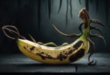 una banana stile horror generata dall'ai leonardo