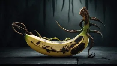 una banana stile horror generata dall'ai leonardo