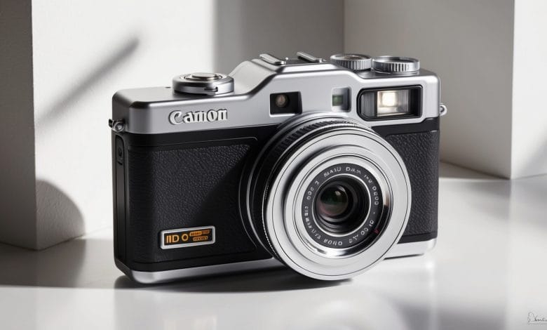 una fotocamera digitale retrò di marca Canon generata con ai