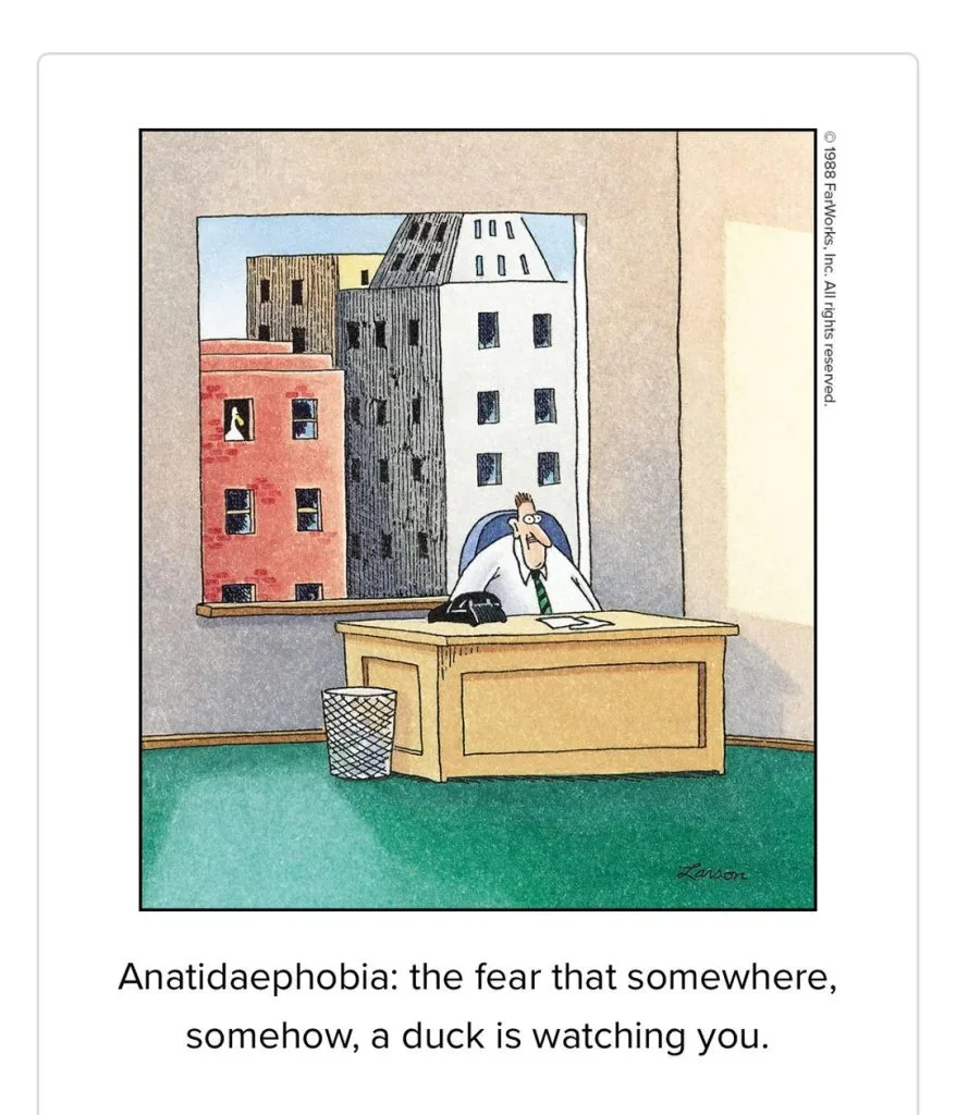 Cartoon von Gary Larson über Anatidaephobie