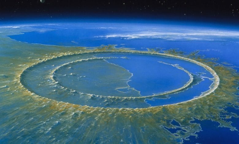 il cratere circolare dell'asteroide chicxulub che estinse i dinosauri