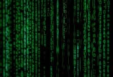 fermo immagine del film matrix che mostra scritte verdi a cascata