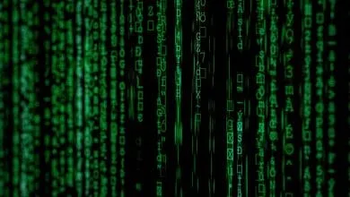 fermo immagine del film matrix che mostra scritte verdi a cascata