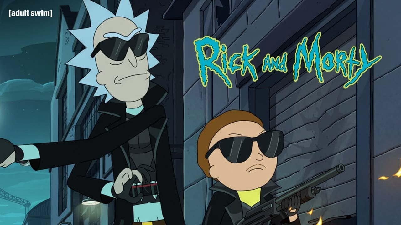 rick e morty con occhiali da sole stile man in black