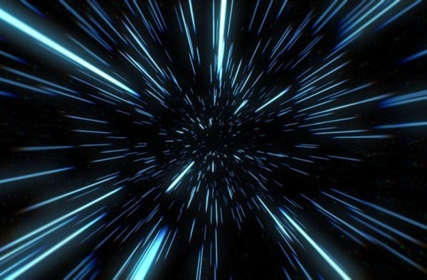una scena che ricorda il viaggio interstellare di star wars